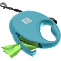 WAUDOG Smycz automatyczna dla psa R-leash z pojemnikiem na worek, taśma odblaskowa, niebieska L 40kg/5m