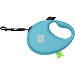 WAUDOG Smycz automatyczna dla psa R-leash z pojemnikiem na worek, taśma odblaskowa, niebieska M 20kg/5m