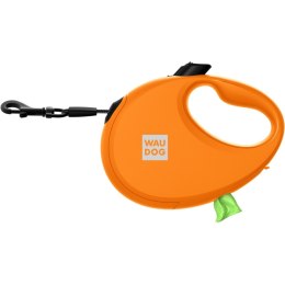 WAUDOG Smycz automatyczna dla psa R-leash z pojemnikiem na worek, taśma odblaskowa, pomarańczowa L 40kg/5m