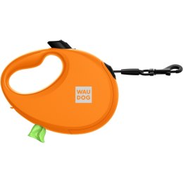 WAUDOG Smycz automatyczna dla psa R-leash z pojemnikiem na worek, taśma odblaskowa, pomarańczowa S 12kg/3m
