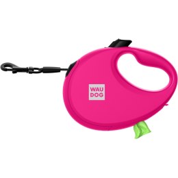 WAUDOG Smycz automatyczna dla psa R-leash z pojemnikiem na worek, taśma odblaskowa, różowa S 12kg/3m