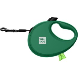 WAUDOG Smycz automatyczna dla psa R-leash z pojemnikiem na worek, taśma odblaskowa, zielona L 40kg/5m