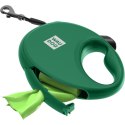 WAUDOG Smycz automatyczna dla psa R-leash z pojemnikiem na worek, taśma odblaskowa, zielona L 40kg/5m