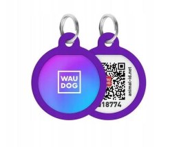 WAUDOG Zawieszka/adresówka dla zwierząt z QR-paszportem, fioletowy gradient 30mm