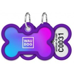 WAUDOG Zawieszka/adresówka dla zwierząt z QR-paszportem, fioletowy gradient 40mm x 28mm