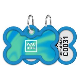 WAUDOG Zawieszka/adresówka dla zwierząt z QR-paszportem, niebieski gradient 40mm x 28mm