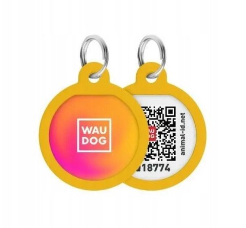WAUDOG Zawieszka/adresówka dla zwierząt z QR-paszportem, pomarańczowy gradient 25mm