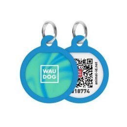 WAUDOG Zawieszka/adresówka dla zwierząt z QR-paszportem, turkusowy gradient 30mm