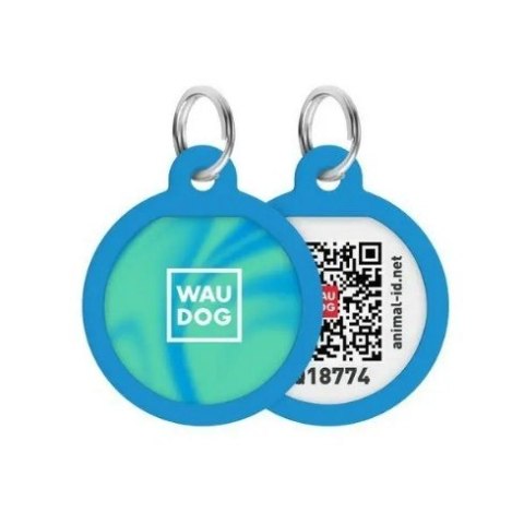 WAUDOG Zawieszka/adresówka dla zwierząt z QR-paszportem, turkusowy gradient 30mm