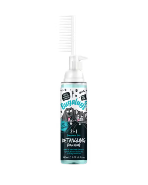 Bugalugs 2in1 Detangling Foam Comb Fragrance Free 150ml - bezzapachowa pianka ułatwiająca rozczesywanie sierści psa i kota