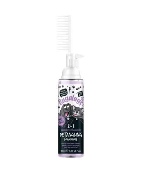 Bugalugs 2in1 Detangling Foam 150ml - pianka ułatwiająca rozczesywanie sierści psa i kota, lawenda z rumiankiem