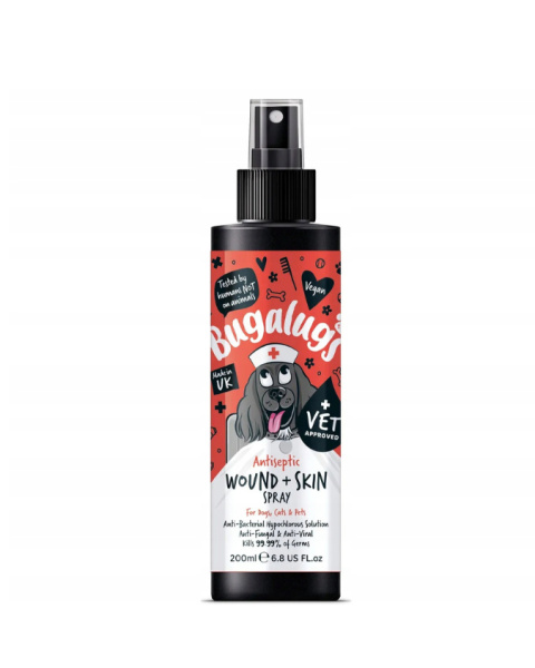 Bugalugs Antiseptic Wound & Skin Spray 200ml - spray na drobne rany i skaleczenia skóry psa i kota