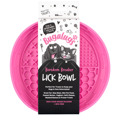 Bugalugs Lick Bowl for Dogs & Cats - miska do lizania dla psa i kota, 4 rodzaje wypustek - Różowy