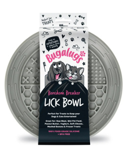 Bugalugs Lick Bowl for Dogs & Cats - miska do lizania dla psa i kota, 4 rodzaje wypustek - Szary