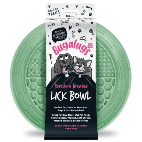 Bugalugs Lick Bowl for Dogs & Cats - miska do lizania dla psa i kota, 4 rodzaje wypustek - Zielony