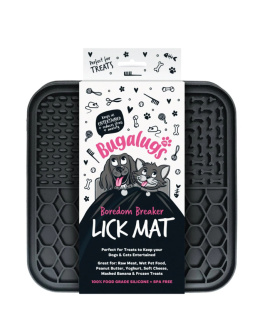 Bugalugs Lick Mat for Dogs & Cats - mata do lizania dla psa i kota, 3 rodzaje wypustek - Czarny