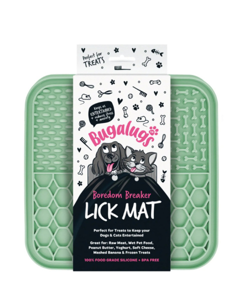 Bugalugs Lick Mat for Dogs & Cats - mata do lizania dla psa i kota, 3 rodzaje wypustek - Zielony