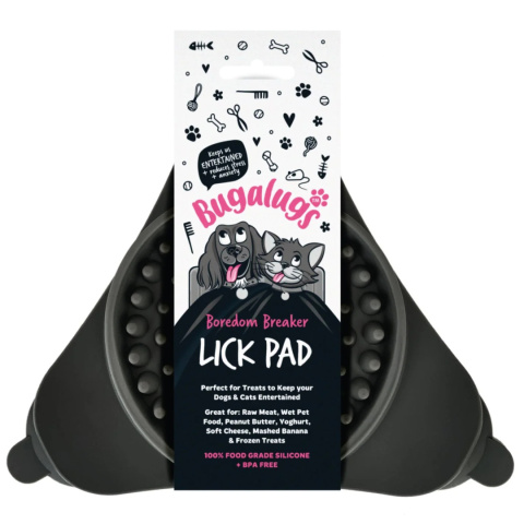 Bugalugs Triangle Lick Pad for Dogs & Cats - mała mata do lizania dla psa i kota, trójkątna - Czarny