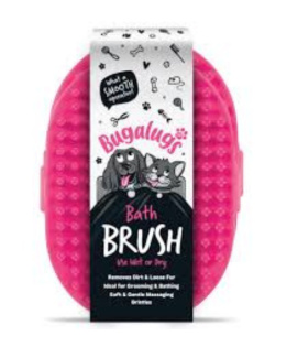 Bugalugs Wet & Dry Bath Brush - gumowa szczotka do czesania psa i kota, na sucho i mokro - Różowy