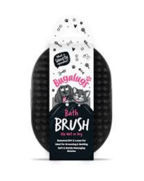Bugalugs Wet & Dry Bath Brush - gumowa szczotka do czesania psa i kota, na sucho i mokro - czarny