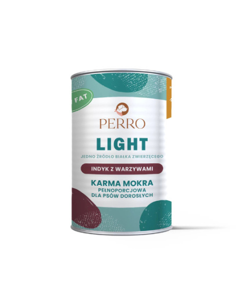 PERRO LIGHT Karma mokra Indyk z warzywami - monobiałkowa formuła dla psów dorosłych 400g