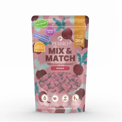 PERRO MIX & MATCH Burak Przysmaki liofilizowane dla psa 20g PERRO MIX & MATCH Burak Przysmaki liofilizowane dla psa 20g