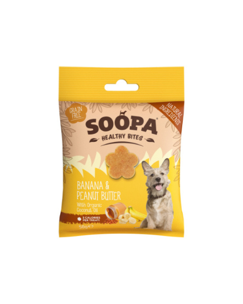 SOOPA Healthy Bites przysmaki dla psa - Banan i Masło Orzechowe (50g)