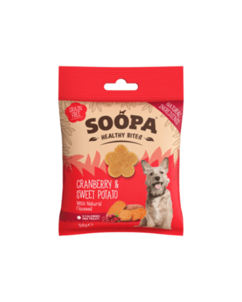 SOOPA Healthy Bites przysmaki dla psa - Żurawina i Batat (50g)