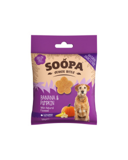 SOOPA Senior Bites przysmaki dla psa - Banan, Dynia, Siemię Lniane (50g)