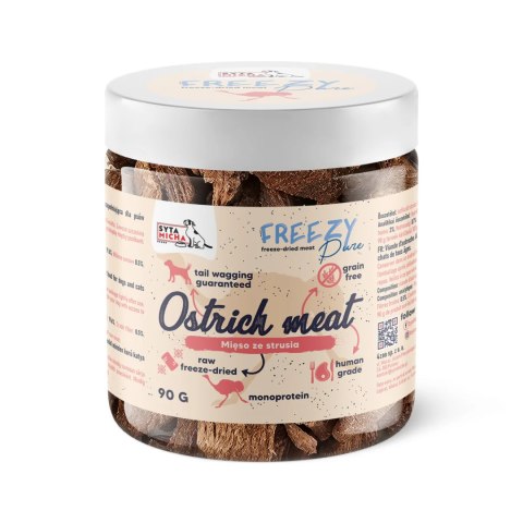 SYTA MICHA 100% liofilizowane mięso strusia dla psa 90g FREEZY Pure