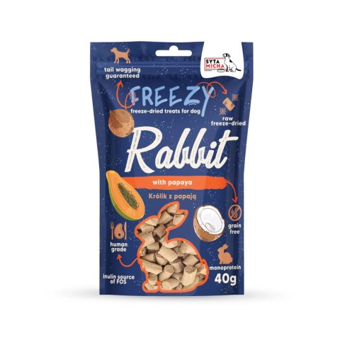 SYTA MICHA Liofilizowane przysmaki dla psa Królik z papają FREEZY 40g SYTA MICHA Liofilizowane przysmaki dla psa Królik z papają FREEZY 40g