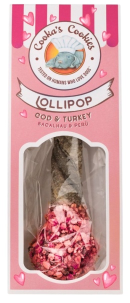 Cooka’s Cookies EDYCJA RÓŻOWA LOLLIPOP Lizak - gryzak z dorsza i indyka 30g