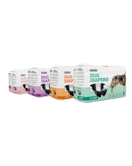 Dashi Dog Diapers 12szt. - pieluchy dla psa, psie pampersy, czarne - L