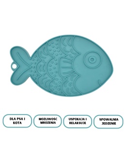 FIBOO- Fishka - Mata do lizania dla psa i kota turkusowa
