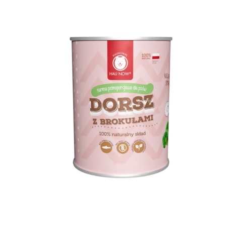 HAU NOW Mokra karma monobiałkowa dorsz z brokułami 400g HAU NOW Mokra karma monobiałkowa dorsz z brokułami 400g