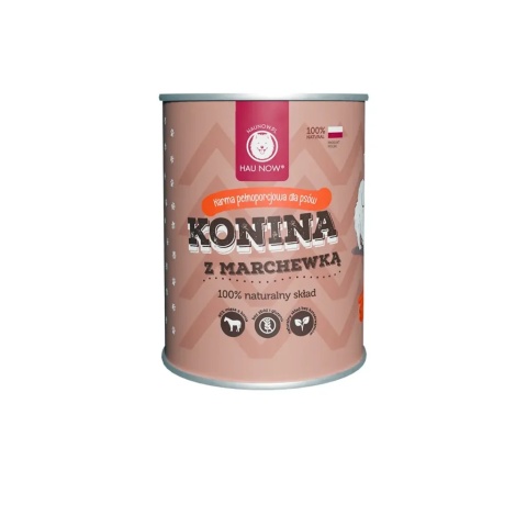 HAU NOW Mokra karma monobiałkowa konina z marchewką 400g