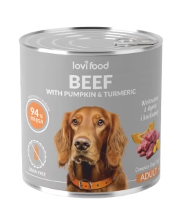 Lovi Food Beef with Pumpkin 400g - monobiałkowa mokra karma dla psa, z wołowiną, dynią i kurkumą - 800g
