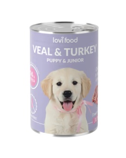 Lovi Food Junior & Puppy Veal & Turkey 400g - mokra karma dla szczeniaka i juniora, z cielęciną, indykiem i gruszką 400g