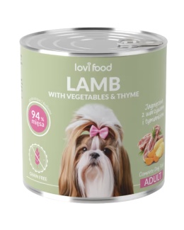 Lovi Food Lamb with Vegetables - Monobiałkowa mokra karma dla psa - z jagnięciną, warzywami i tymiankiem- 800g