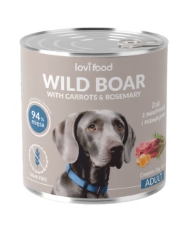 Lovi Food Wild Boar with Carrots - mokra karma dla psa, z dzikiem, marchewką i rozmarynem - 800g
