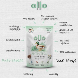 OLLO Air-Dried Antistress Duck Strips- przysmaki funkcyjne dla psa z kaczki 80g