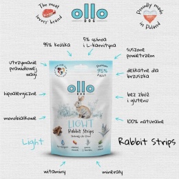 OLLO Air-Dried Light Rabbit Strips- przysmaki funkcyjne dla psa z królika 80g
