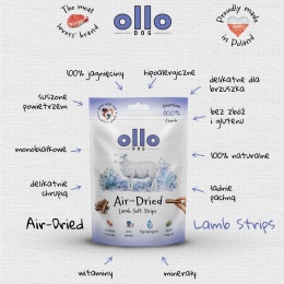 OLLO Air-Dried Lamb Strips- Paski dla psa z jagnięciny 80g