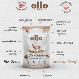 OLLO Air-Dried Venison Strips- Paski dla psa z jelenia 80g