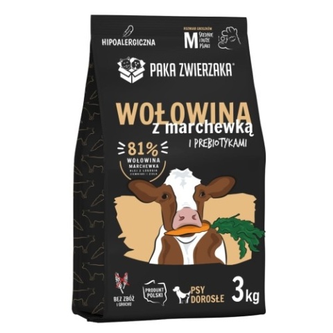 PAKA ZWIERZAKA Karma sucha Wołowina z marchewką "M" 3kg