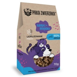 PAKA ZWIERZAKA- Przysmak liofilizowany Samo Mięsko KRÓLIK 70g