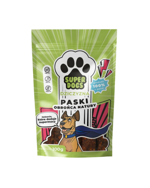 SUPERDOGS- Paski mięsne dla psa z dziczyzny 100g SUPERDOGS- Paski mięsne dla psa z dziczyzny 100g